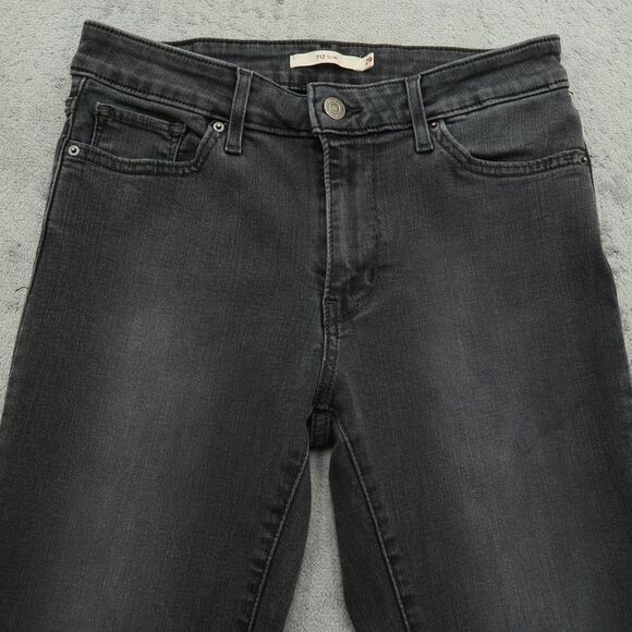 Levi's 712 Jeans Women's Size 29 Gray Mid-Rise Slim Straight Denim 29" Inseam - Picture 13 of 16